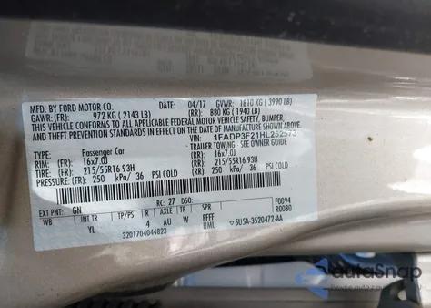 2017 Ford Focus Se из США, поврежденный, VIN 1FADP3F21HL252573